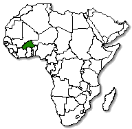 Burkina Faso is marked in green