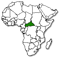 Central African Rep. is marked in green