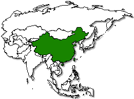 China is marked in green