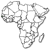 Gambia, The is marked in green