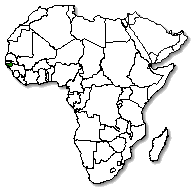 Guinea-Bissau is marked in green
