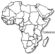 Comoros is marked in green