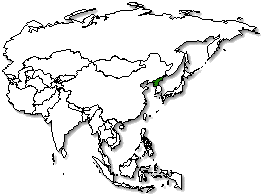 Korea, North is marked in green