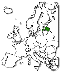 Latvia is marked in green