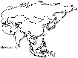 Maldives is marked in green