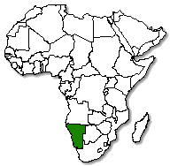 Namibia is marked in green