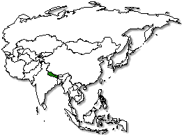 Nepal is marked in green