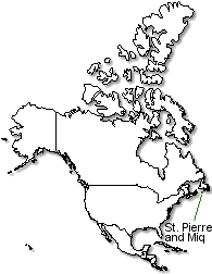 Saint Pierre and Miquelon is marked in green