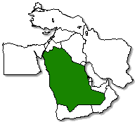 Saudi Arabia is marked in green