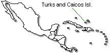 Turks and Caicos Islands is marked in green