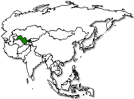 Uzbekistan is marked in green